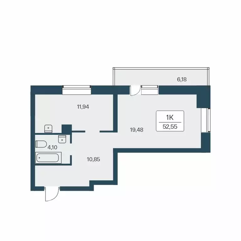 Продаётся 1-к квартира, 54.2 м - Фото 0