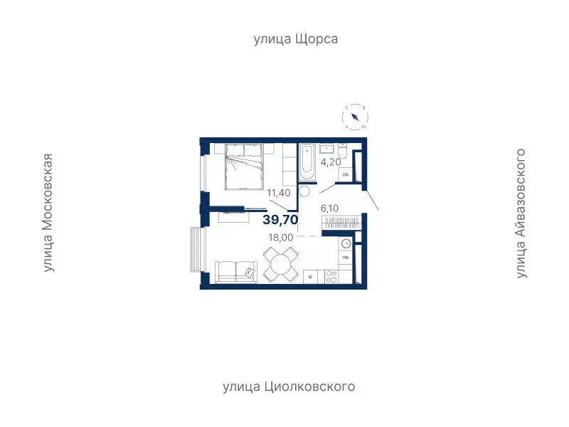 1-комнатная квартира: Екатеринбург, Московская улица, 249/2 (39.7 м) - Фото 0