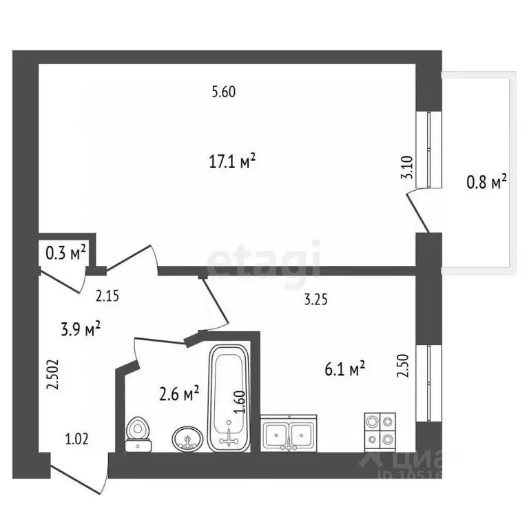 1-к кв. Крым, Феодосия пер. Тамбовский, 3 (30.0 м) - Фото 1