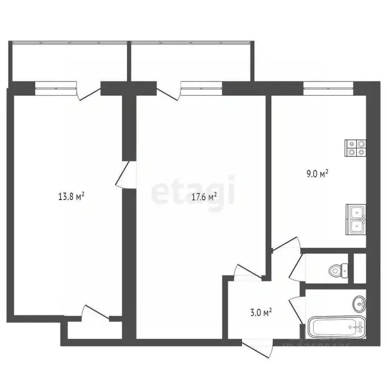 2-к кв. Москва Кировоградская ул., 6К1 (47.1 м) - Фото 1