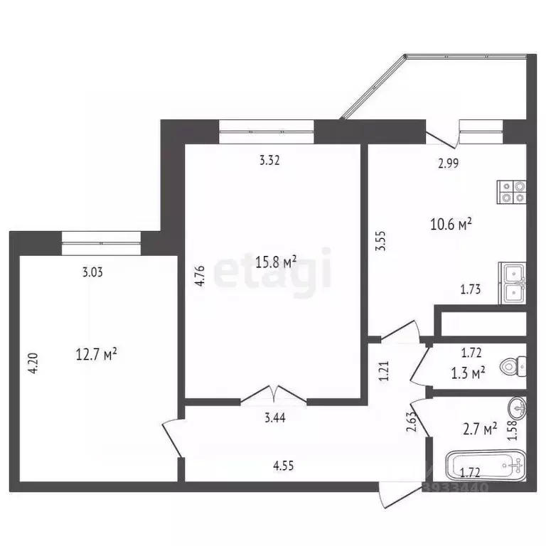 2-к кв. Тюменская область, Тюмень ул. Арктическая, 7к2 (50.2 м) - Фото 1