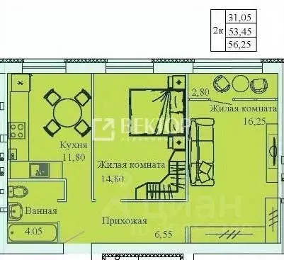 2-к кв. Ивановская область, Кохма ул. Ивана Швецова, 7 (56.25 м) - Фото 2