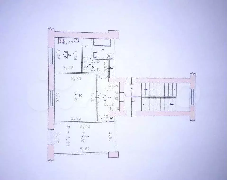 2-к. квартира, 59,1 м, 4/5 эт. - Фото 0