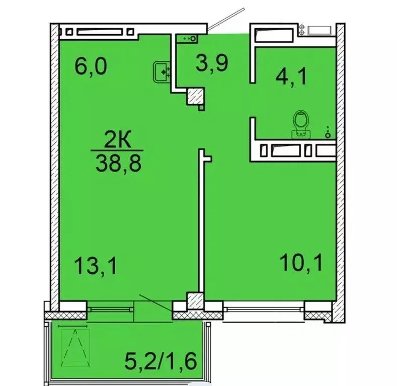 2-к кв. Красноярский край, Красноярск ул. Калинина, 175 (38.8 м) - Фото 1
