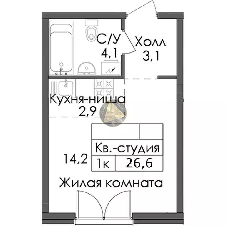 Квартира-студия: Санкт-Петербург, набережная Обводного канала, 169 ... - Фото 1