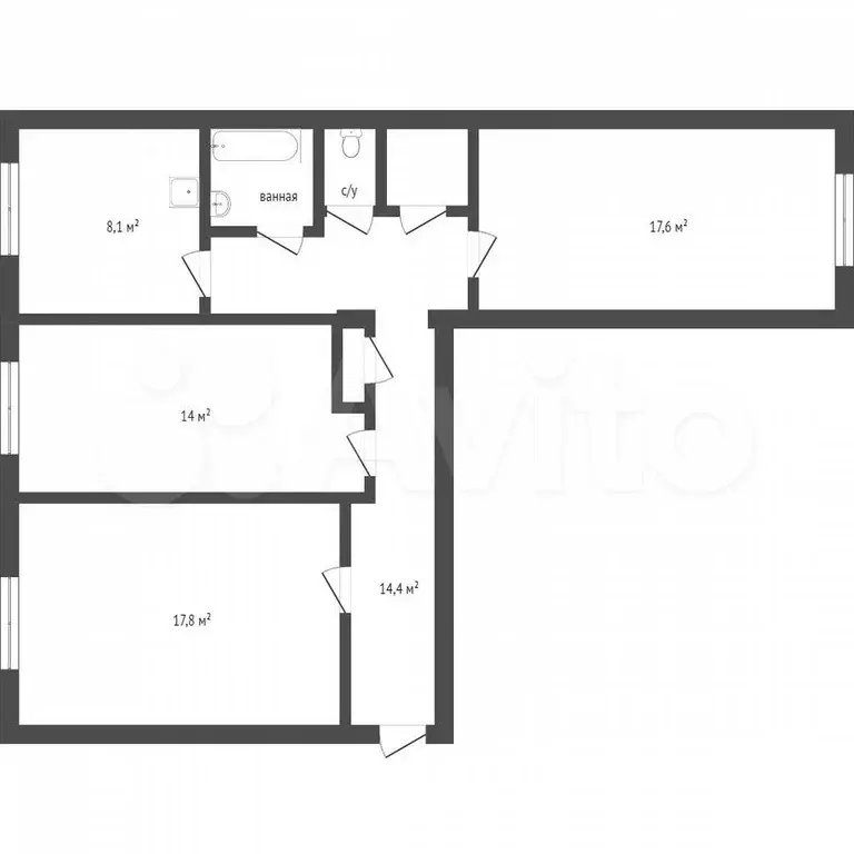 3-к. квартира, 68 м, 3/9 эт. - Фото 0
