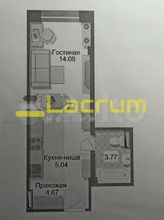 Квартира-студия, 28 м, 11/17 эт. - Фото 0