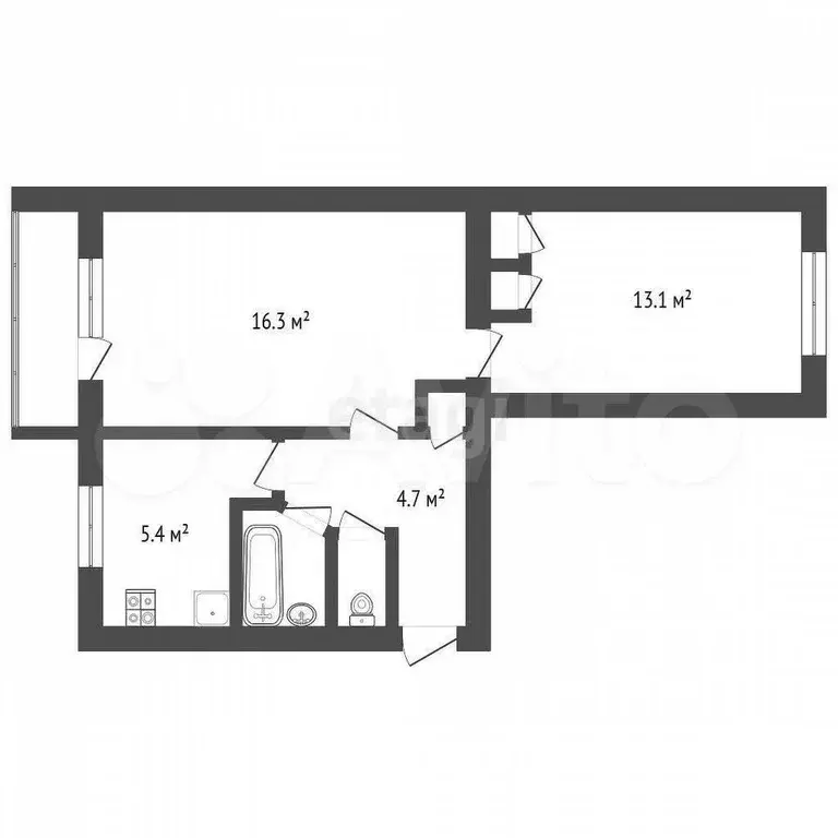 2-к. квартира, 45 м, 5/5 эт. - Фото 0