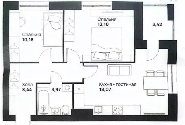 2-к кв. Тульская область, Тула ул. Героя России Зиничева, 5 (57.18 м) - Фото 2