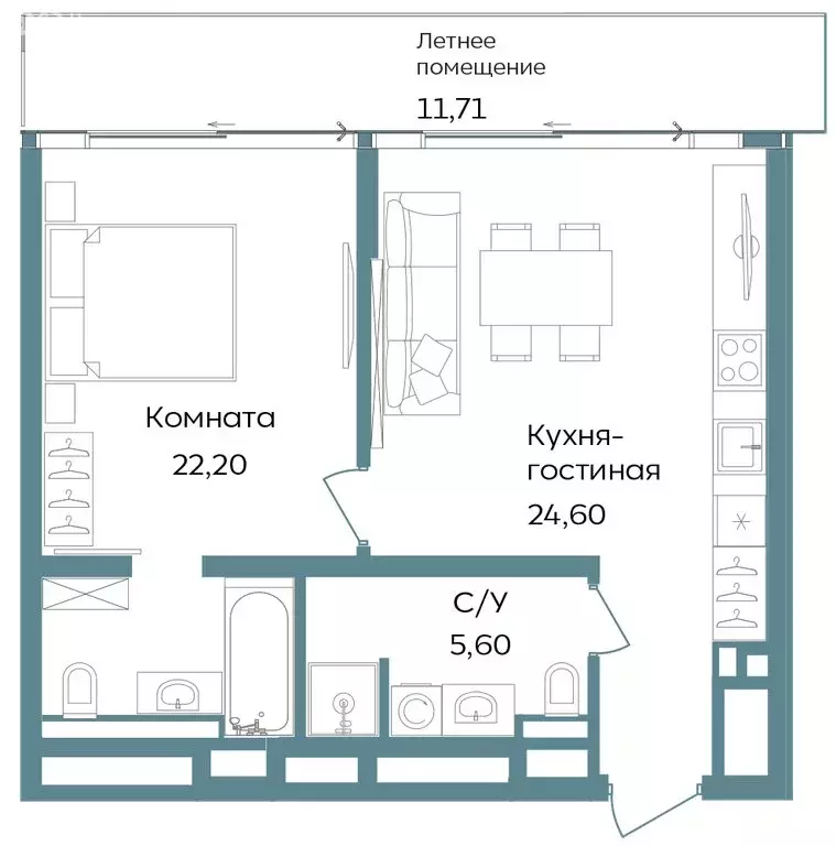 2-комнатная квартира: Республика Крым, Саки, курортный кластер Темпо ... - Фото 0