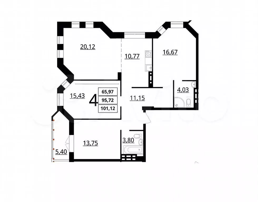 4-к. квартира, 101 м, 2/7 эт. - Фото 1