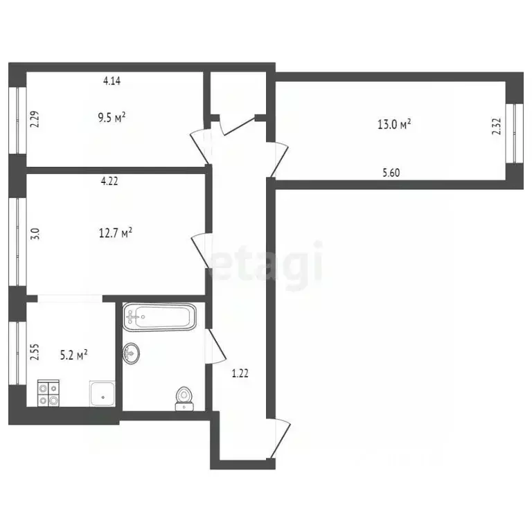 3-к кв. Коми, Сыктывкар Советская ул., 58 (56.4 м) - Фото 1