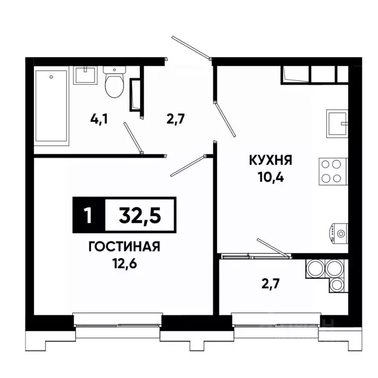 1-к кв. Ставропольский край, Ставрополь просп. Российский, 16к1 (32.5 ... - Фото 1