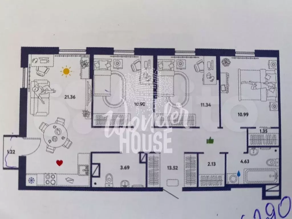 3-к. квартира, 80 м, 3/25 эт. - Фото 0
