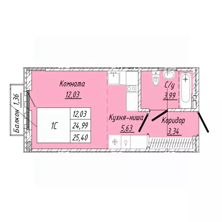 1-к кв. Омская область, Омск ул. 2-я Дачная (25.4 м) - Фото 0