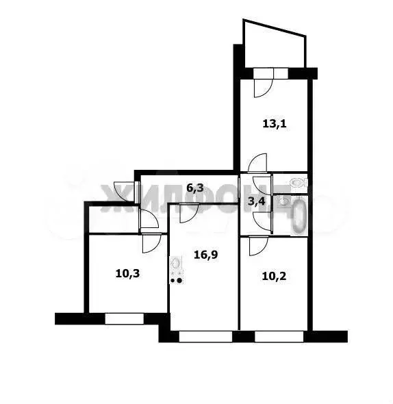 3-к. квартира, 66 м, 6/10 эт. - Фото 0