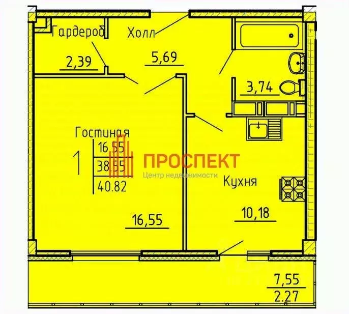 1-к кв. пензенская область, пенза ул. генерала глазунова, 6 (40.82 м) - Фото 1