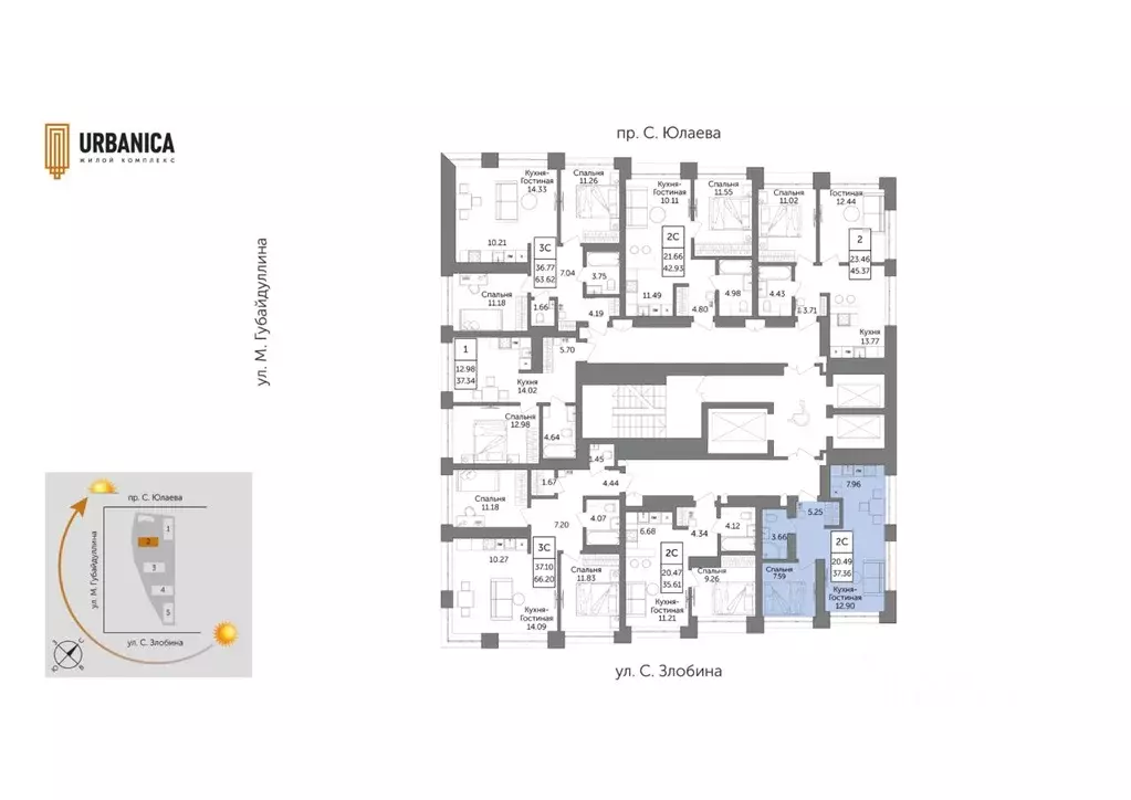 2-к кв. Башкортостан, Уфа Зеленая Роща жилрайон, Урбаника жилой ... - Фото 2