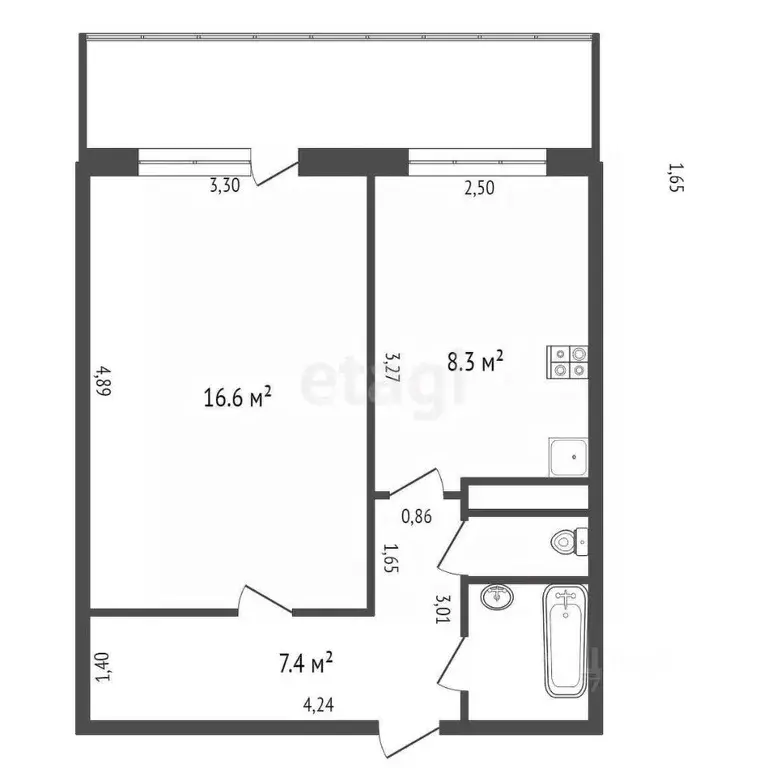 1-к кв. Калужская область, Обнинск ул. Гагарина, 36 (36.2 м) - Фото 2