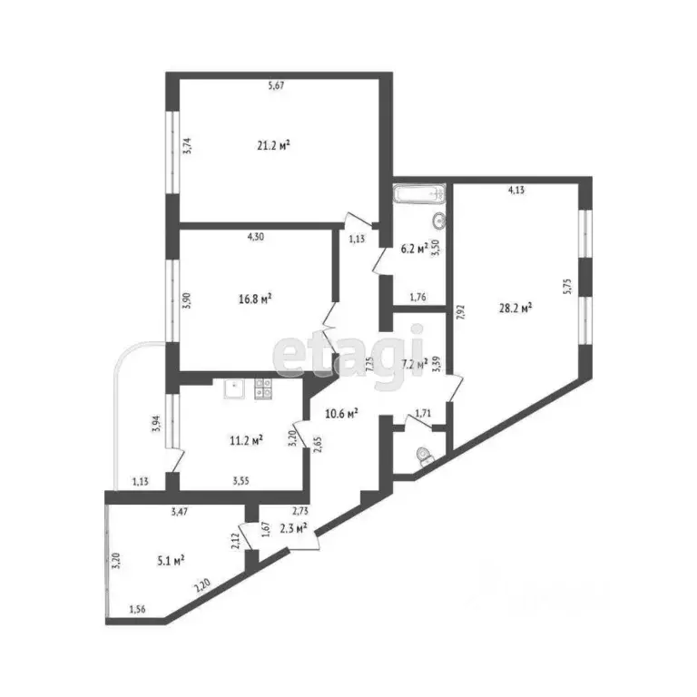 3-к кв. Омская область, Омск ул. 1-я Военная, 7к2 (105.8 м) - Фото 1