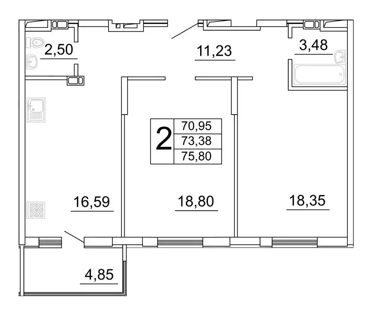 2-комнатная квартира: Самара, улица Дыбенко, 5 (76.14 м) - Фото 0