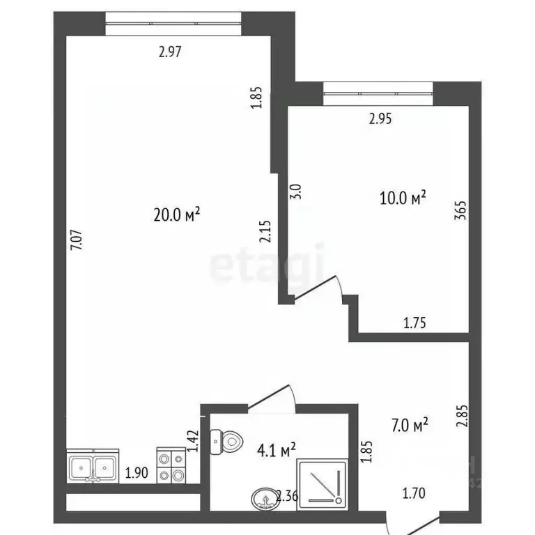 2-к кв. Кемеровская область, Кемерово Красноармейская ул., 99а (43.4 ... - Фото 0