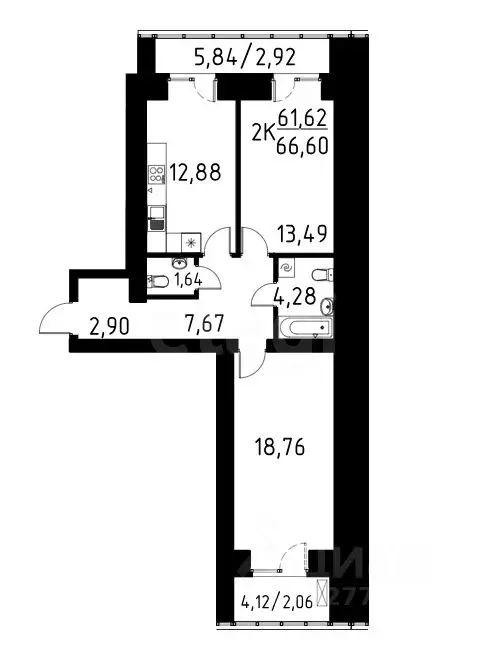 2-к кв. Томская область, Томский район, д. Кисловка, Северный мкр ул. ... - Фото 1