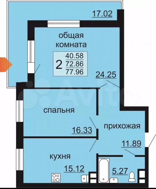 2-к. квартира, 78 м, 2/22 эт. - Фото 0