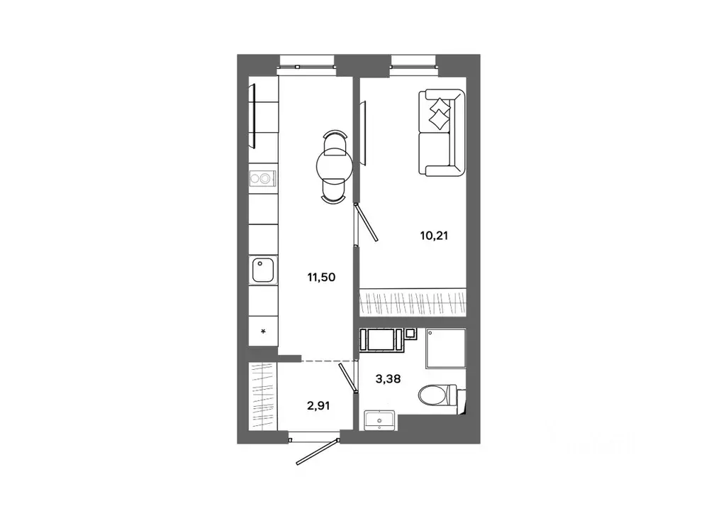 1-к кв. Ханты-Мансийский АО, Сургут 30А мкр,  (28.0 м) - Фото 0