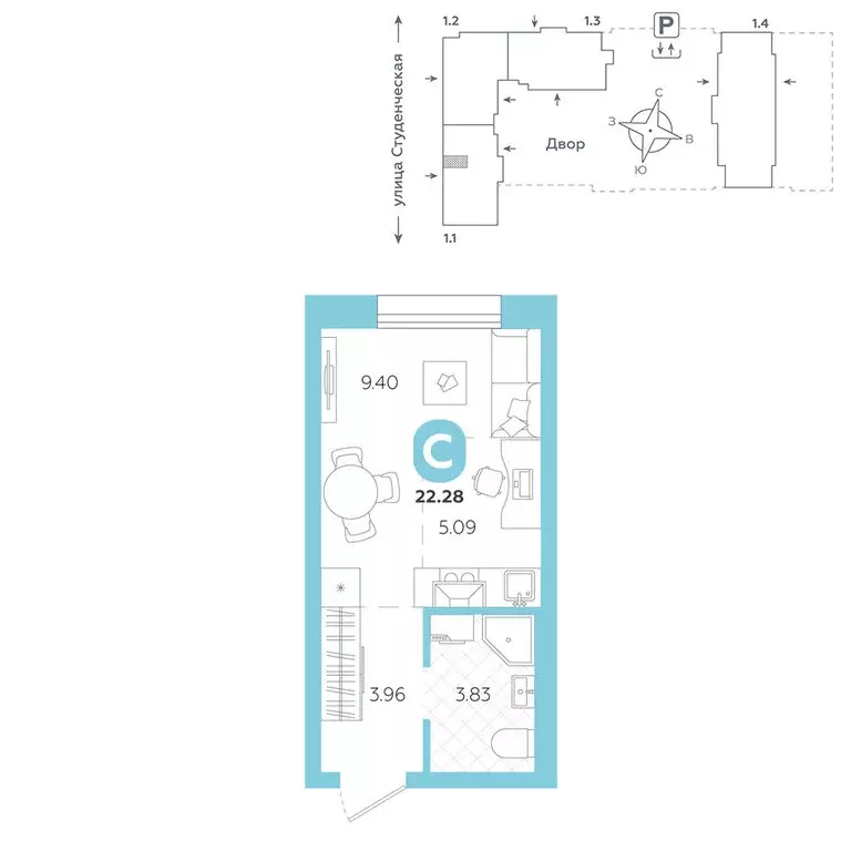 Квартира-студия: Свердловская область, Екатеринбург (22.28 м) - Фото 1
