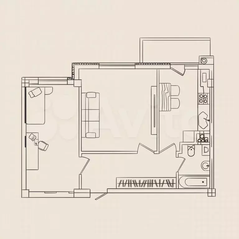 2-к. квартира, 61,9 м, 1/6 эт. - Фото 0