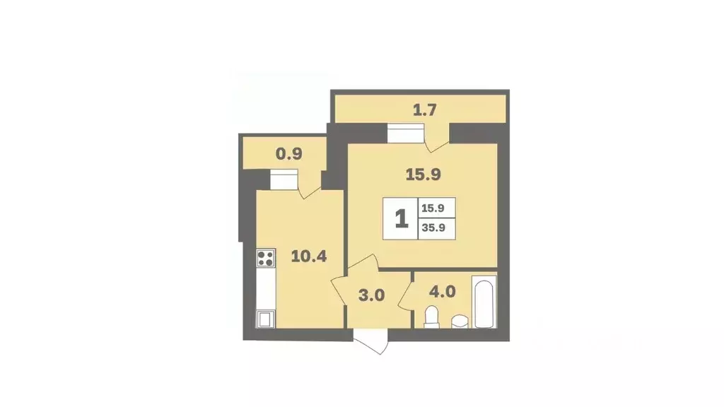 1-к кв. Башкортостан, Уфа Дагестанская ул., лит13 (35.9 м) - Фото 1