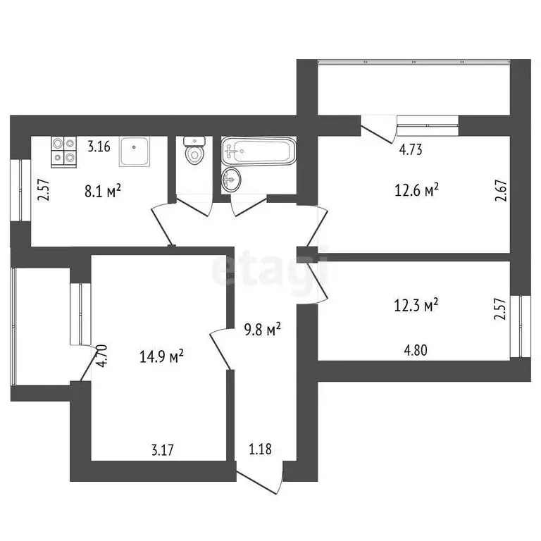 3-комнатная квартира: Тобольск, 4-й микрорайон, 15 (64.7 м) - Фото 0