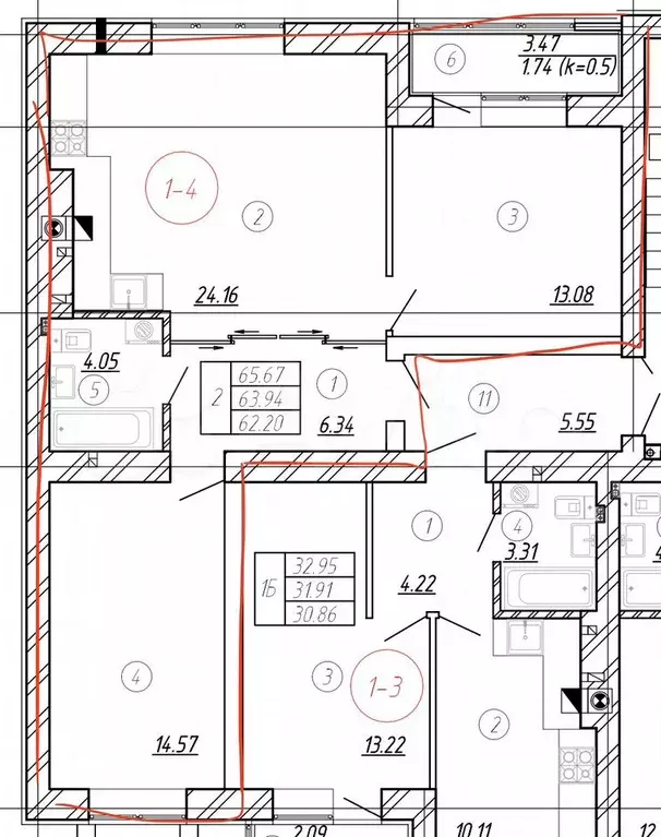 2-к. квартира, 64 м, 1/9 эт. - Фото 1