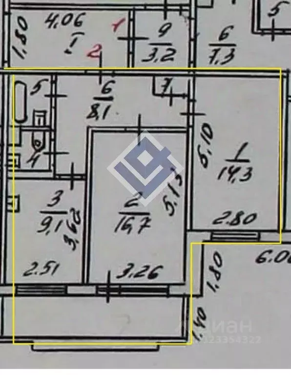 2-к кв. Пермский край, Пермь ул. Генерала Черняховского, 58 (53.4 м) - Фото 1