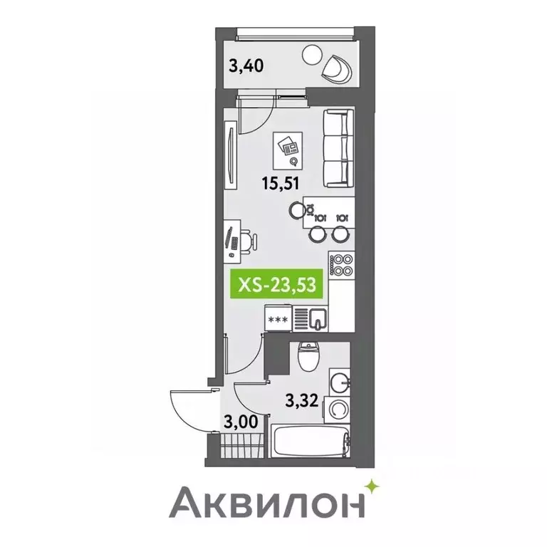 Студия Санкт-Петербург ул. Среднерогатская, 11к2 (24.7 м) - Фото 0