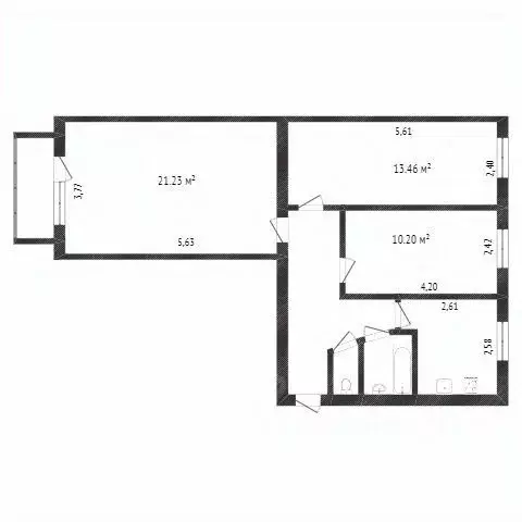 3-к кв. Белгородская область, Белгород Садовая ул., 53 (61.4 м) - Фото 2