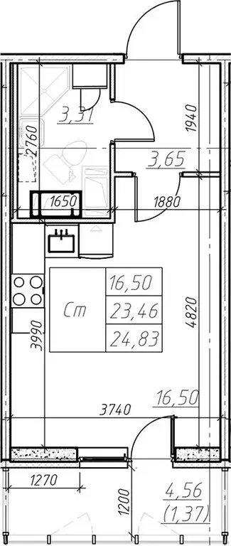 Квартира-студия: Мурино, Оборонная улица, 33к2 (24.83 м) - Фото 0