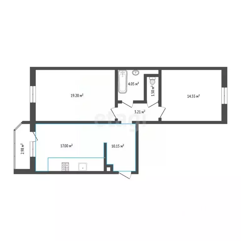 2-к кв. Тюменская область, Тюмень ул. Александра Митинского, 4 (67.6 ... - Фото 1