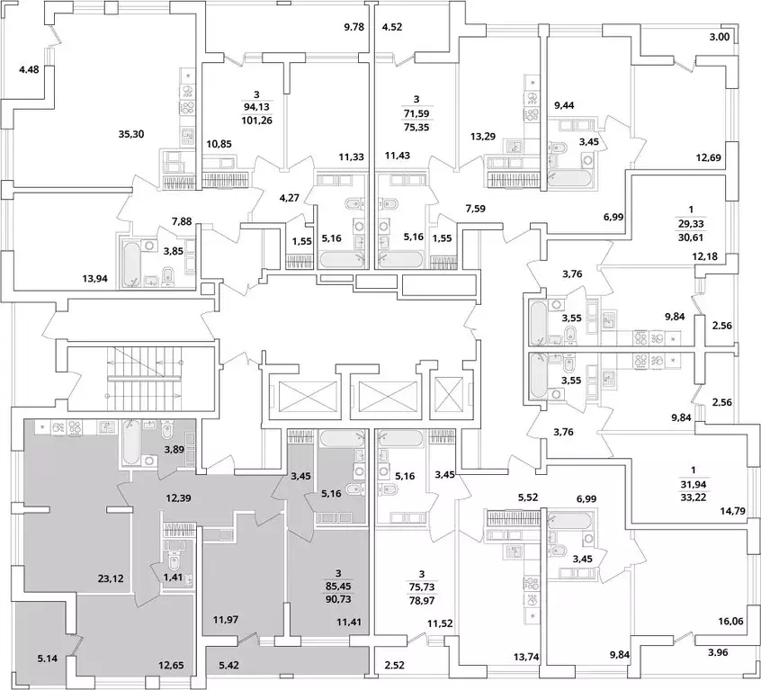 3-к кв. Санкт-Петербург Кубинская ул., 82к3с1 (91.9 м) - Фото 1