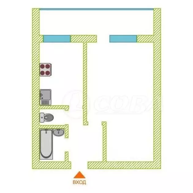 1-к кв. Тюменская область, Тюмень ул. Щербакова, 150 (37.0 м) - Фото 1