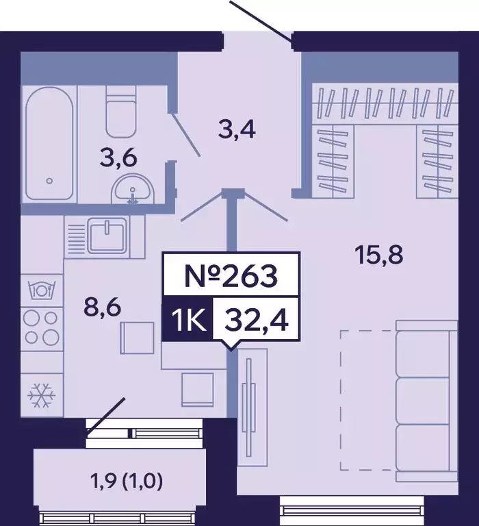 1-комнатная квартира: Якутск, Новопортовская улица, 1Д (32.2 м) - Фото 1
