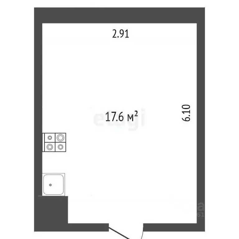 Студия Краснодарский край, Анапа ул. Ленина, 180Ак12 (17.6 м) - Фото 2