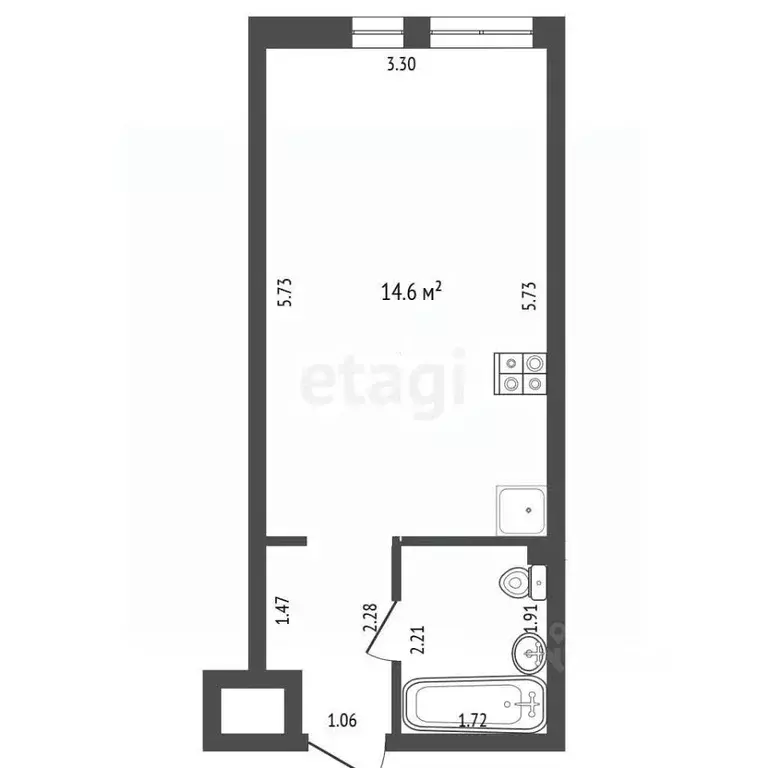 Студия Москва Новоостаповская ул., 16к1 (25.7 м) - Фото 2