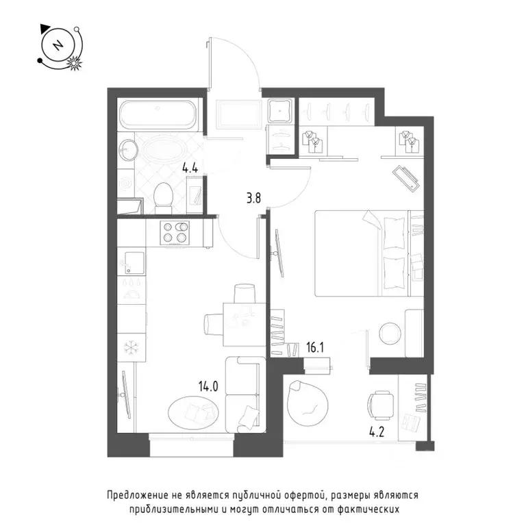 1-к кв. Омская область, Омск Зеленая река мкр, 9 (40.4 м) - Фото 0