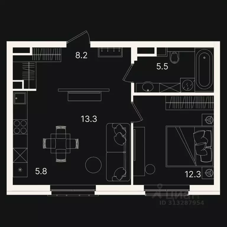 2-к кв. Тюменская область, Тюмень ул. Щербакова, 2к3 (45.1 м) - Фото 0