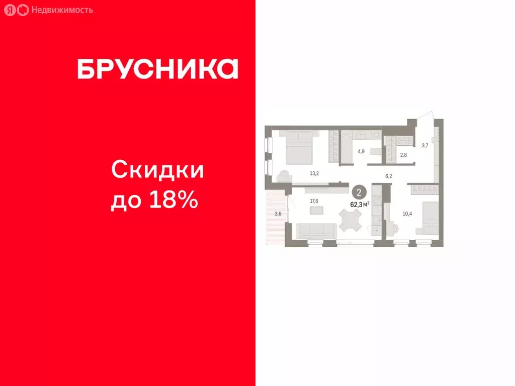 2-комнатная квартира: Челябинская область, Сосновский муниципальный ... - Фото 1