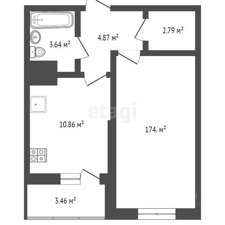 2-к кв. Ростовская область, Ростов-на-Дону Тибетская ул., 1Вс3 (43.0 ... - Фото 1