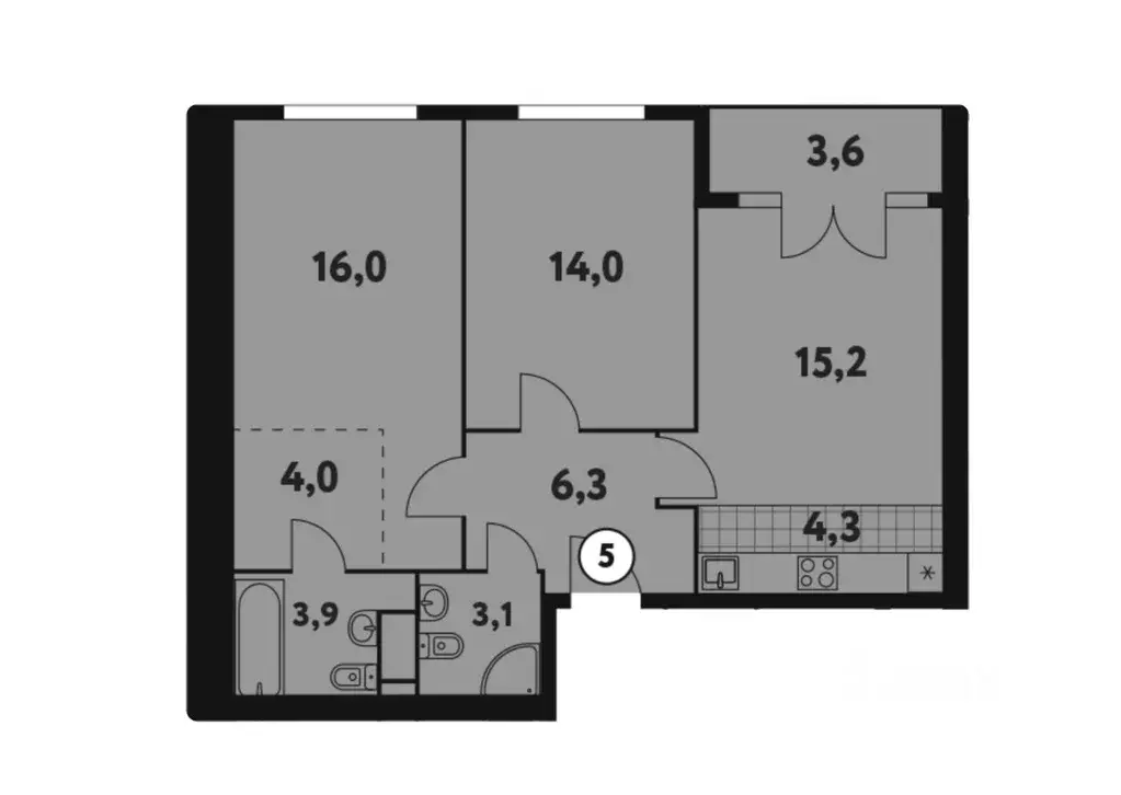 3-к кв. Москва Фестивальная ул., 15К4 (68.6 м) - Фото 1