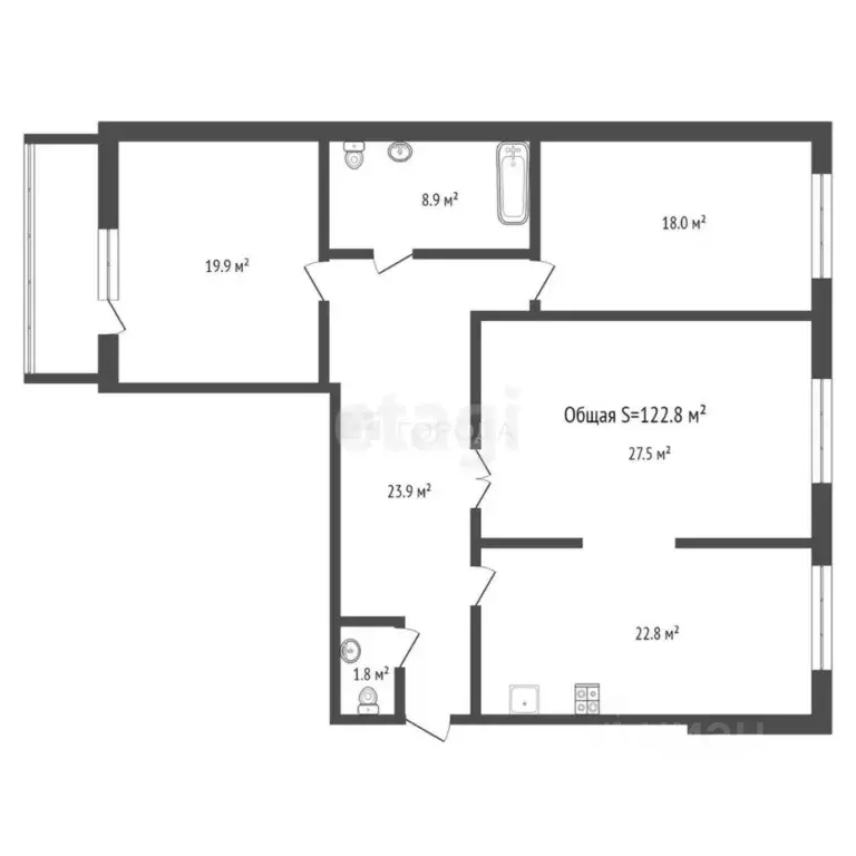 3-к кв. Новосибирская область, Новосибирск ул. Мичурина, 24 (122.8 м) - Фото 1